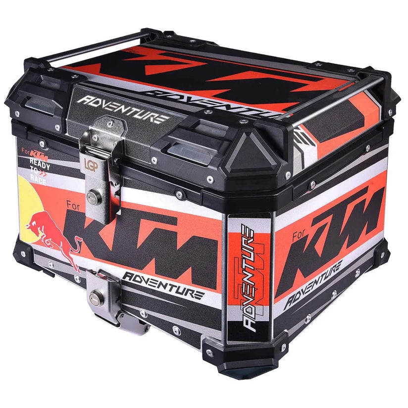 LGP Top Box 45L KTM Graphics Aluminium Motorcycle Top Box Backrest | Aluminium Motorcycle Top Case