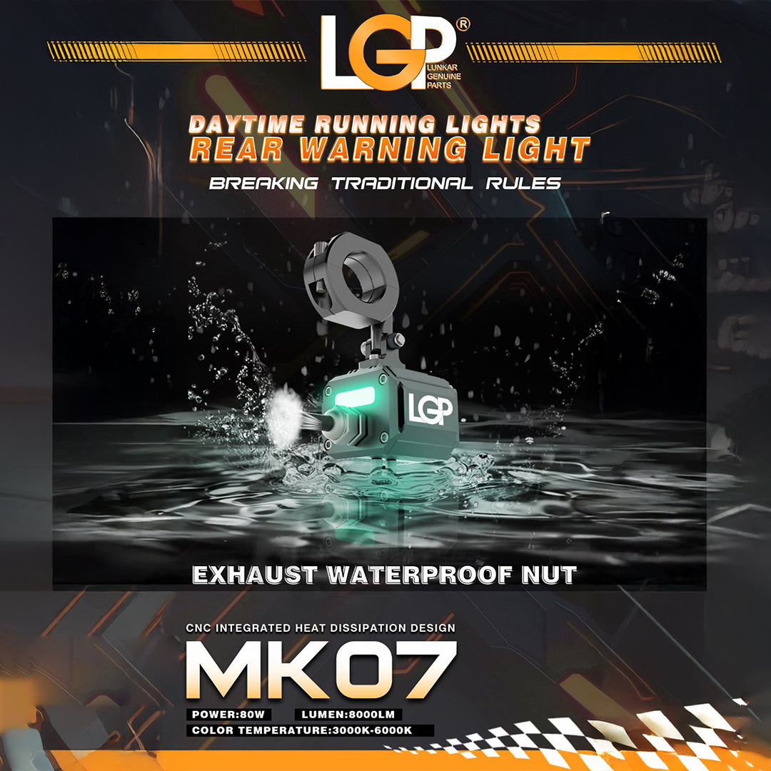 LGP MK07 Spotlight Ip67 Waterproof Auxiliary Lights With Harness Compatible For All Motorcycles