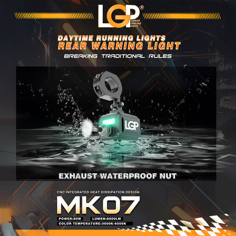 LGP MK07 Spotlight Ip67 Waterproof Auxiliary Lights With Harness Compatible For All Motorcycles