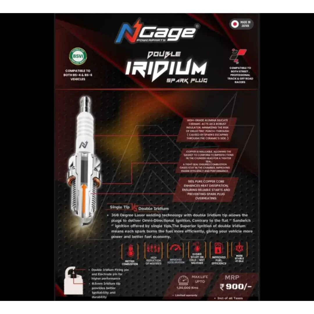 NGage Double Iridium Spark Plug B8RII-8 features and specifications