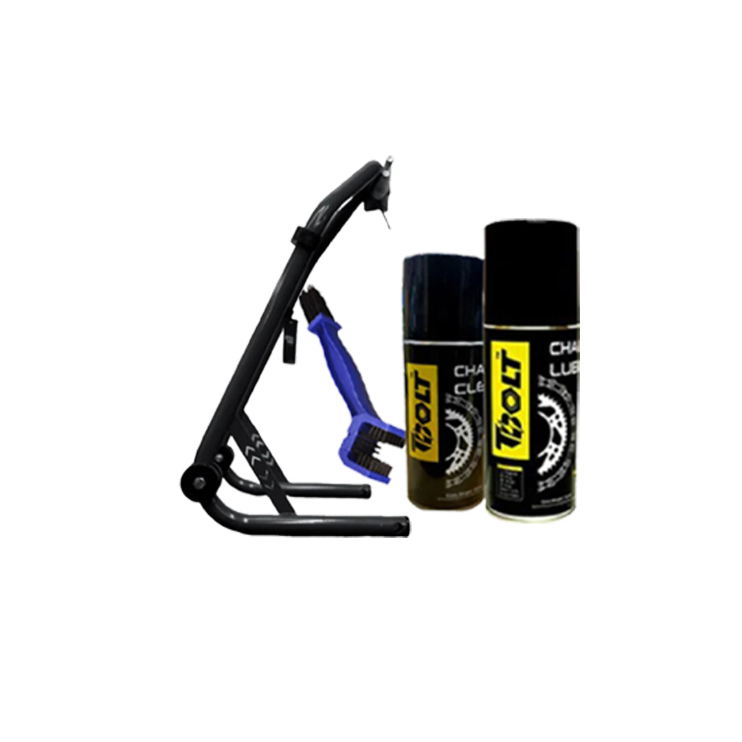 Universal Paddock Stand - Chain Lube - Chain Cleaner - Chain Brush - Combo Offer