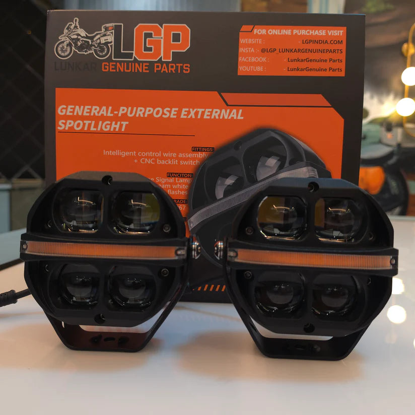 LGP DK100X 180W General Purpose External Spotlight for Bikes & Cars | IP67 Waterproof Auxiliary Fog Light with DRL & Flash Mode