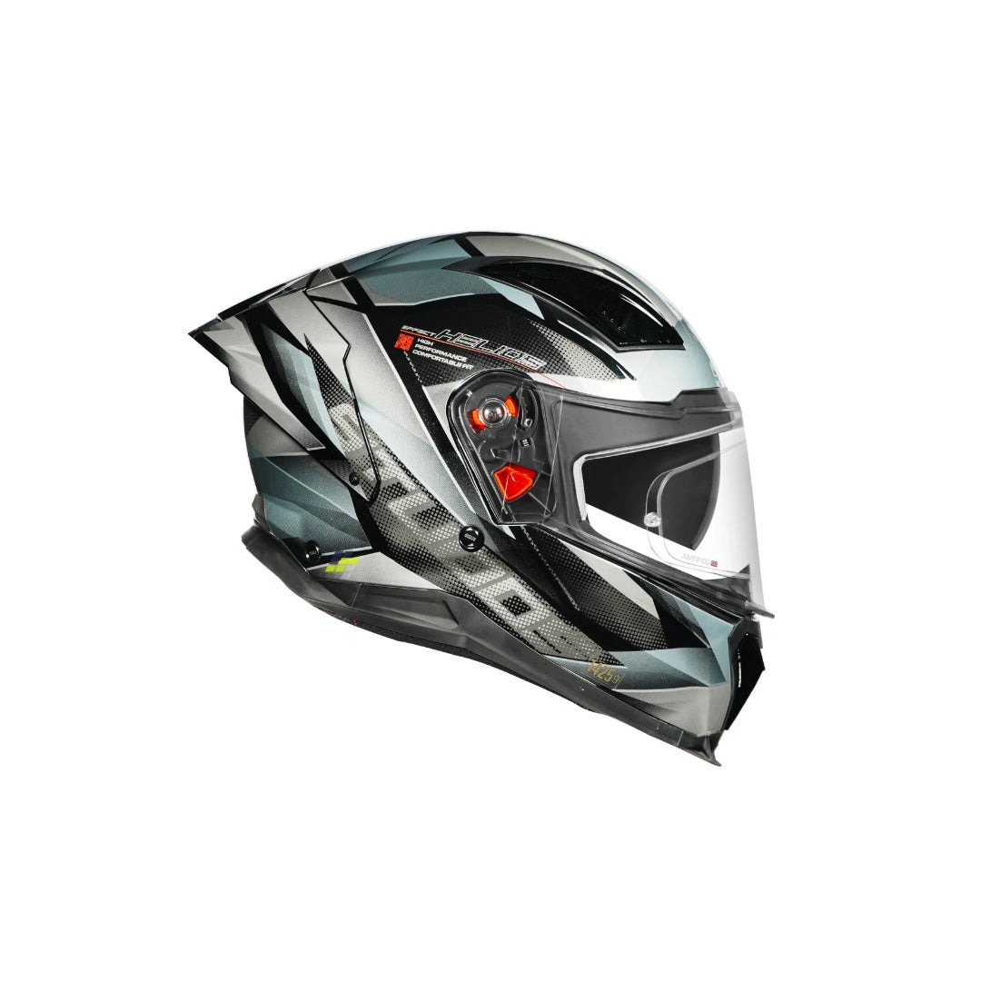 Studds Helios Effect helmet gloss black and grey - original side view