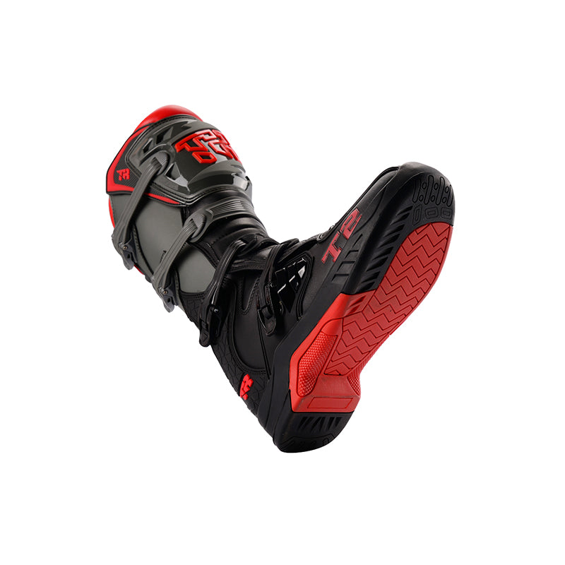 TR MTR T2 MOTOCROSS OFFROAD BOOTS GREY RED | Tiger Racing