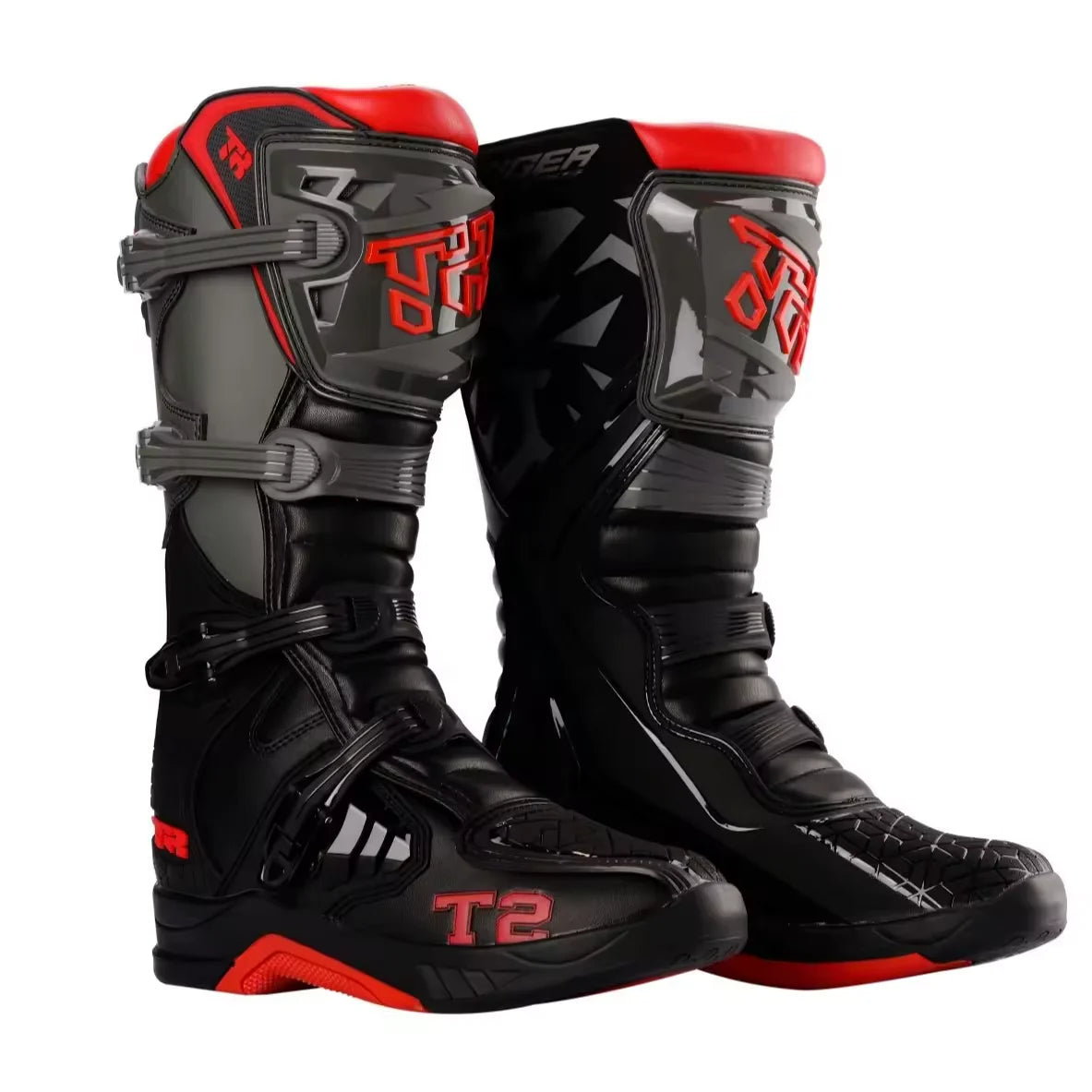 TR MTR T2 MOTOCROSS OFFROAD BOOTS GREY RED | Tiger Racing
