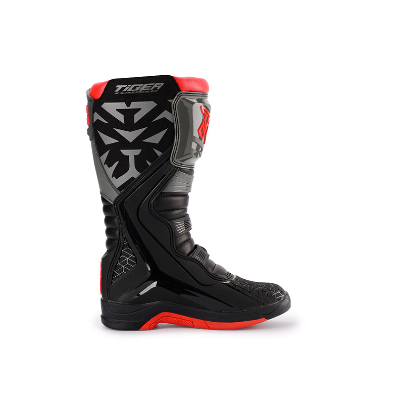 TR MTR T2 MOTOCROSS OFFROAD BOOTS GREY RED | Tiger Racing