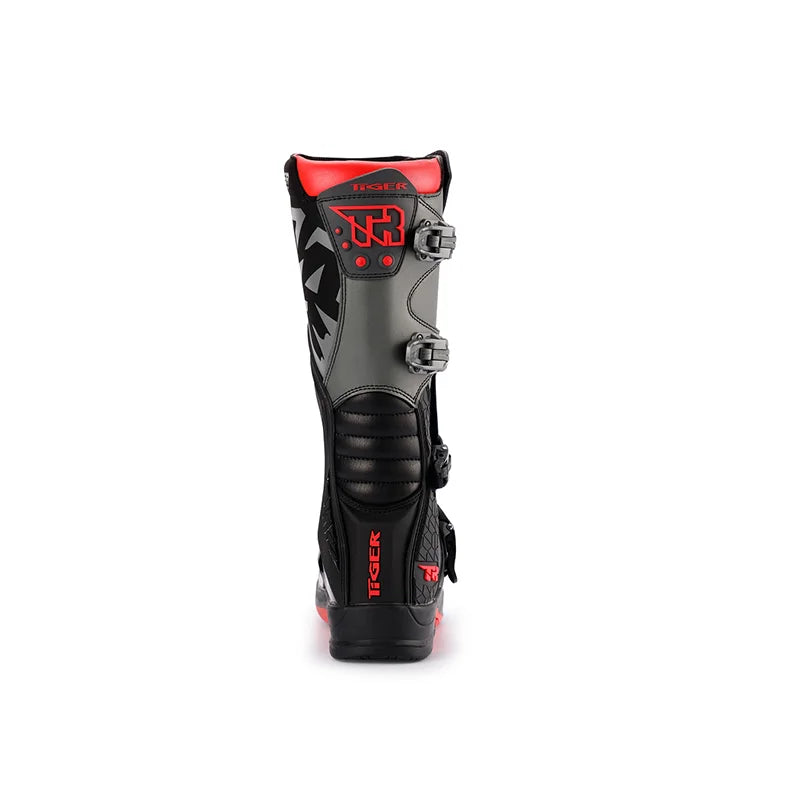 TR MTR T2 MOTOCROSS OFFROAD BOOTS GREY RED | Tiger Racing
