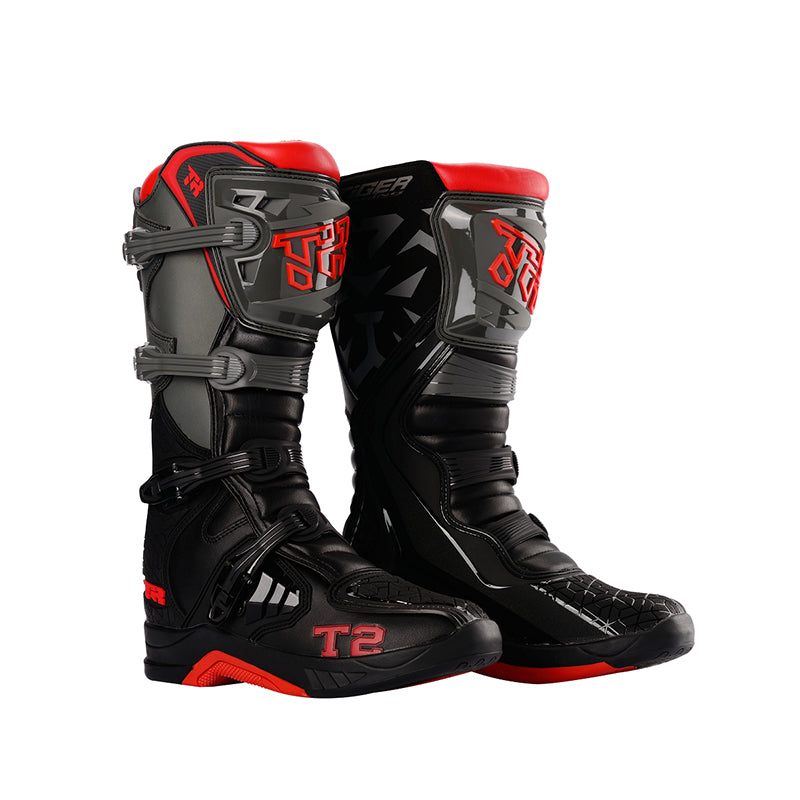 TR MTR T2 MOTOCROSS OFFROAD BOOTS GREY RED | Tiger Racing