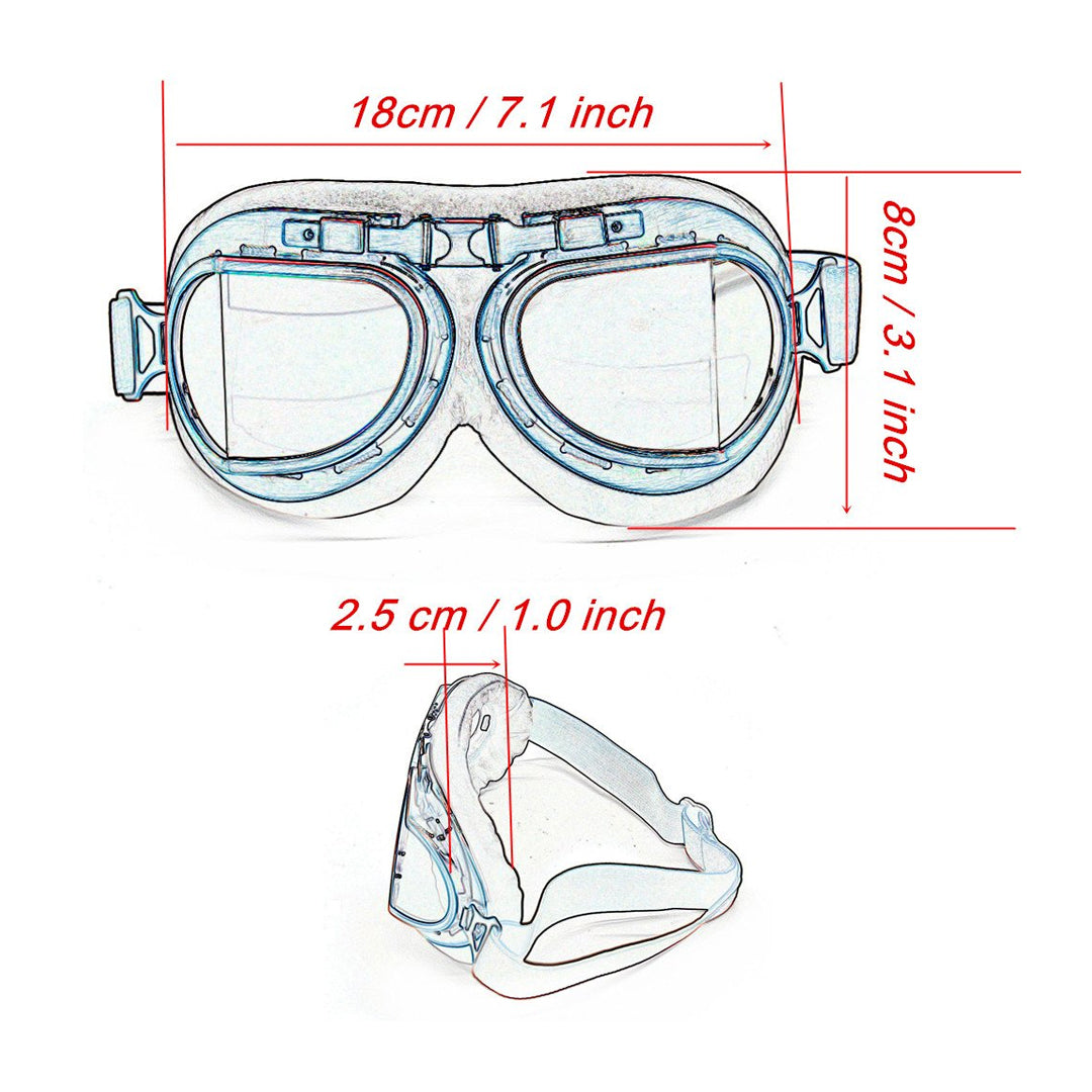 Motorcycle Goggles Vintage Pilot Style For Half Face Helmet
