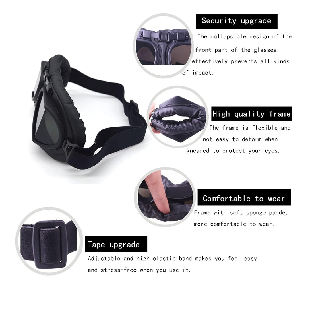 Motorcycle Goggles Vintage Pilot Style For Half Face Helmet