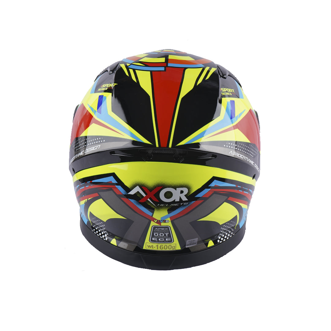 Axor Apex Vivid Black Neon Yellow Motorcycle Full Face Helmet