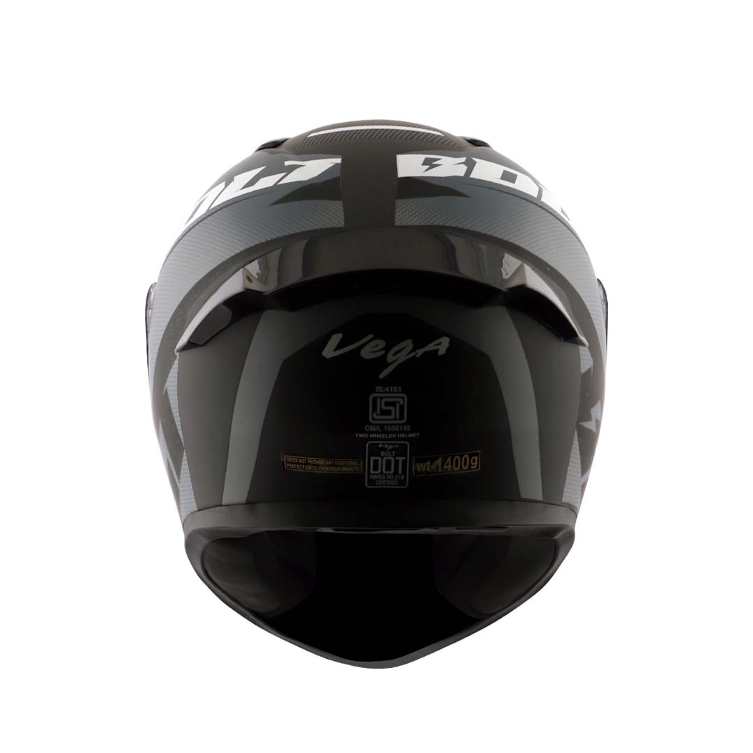 Vega Bolt Dx Macho Dull Black Grey Full Face Helmet