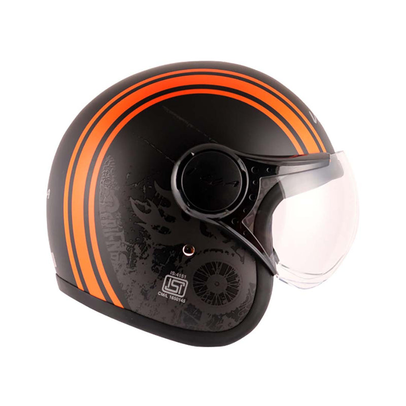 Vega Jetold School W/Visor Dull Black Orange