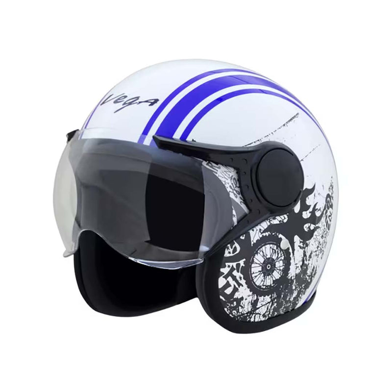 Vega Jetold School W/Visor White Matt Blue