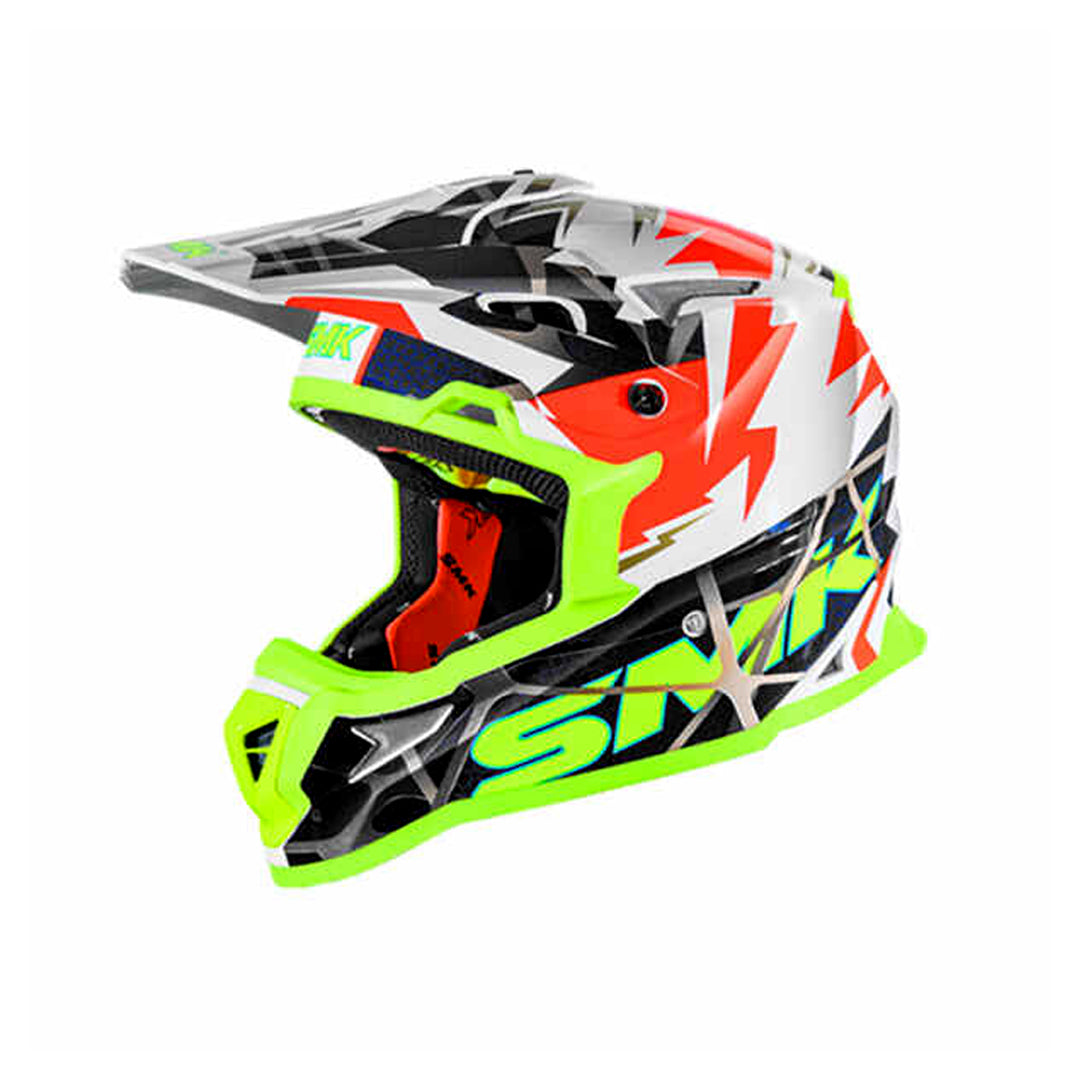 SMK Allterra Fulmine White Orange Yellow Gloss (GL174) OFF ROAD HELMET