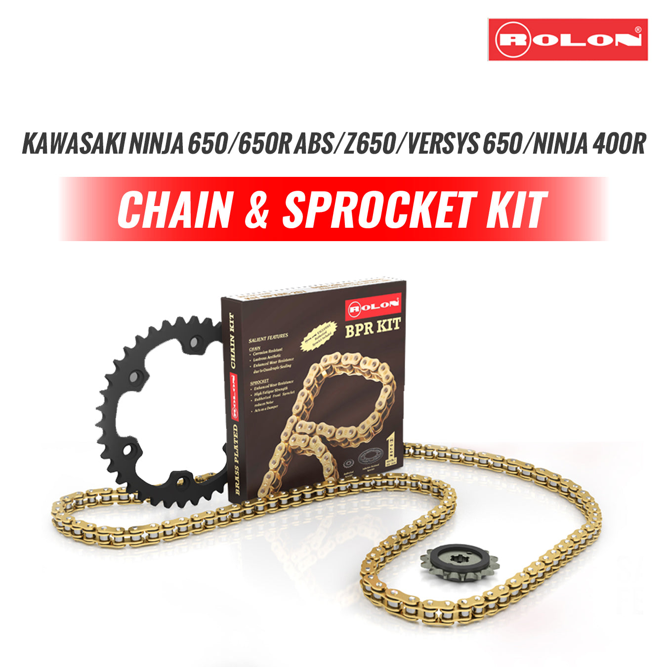Rolon Brass Chain Sprocket For Kawasaki Ninja 650/650R ABS/Z650/Versys 650/Ninja 400R